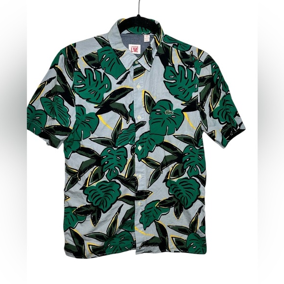 Lacoste Live Hawaiian Button Front Short Sleeve Shirt Size Small Resort wear‎ - Picture 1 of 5
